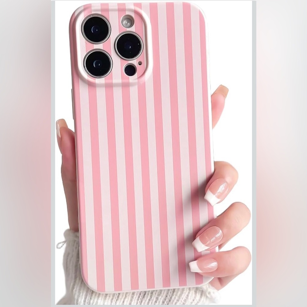 NWT iPhone 12 Pro phone case in pink striped design. Protective phone case